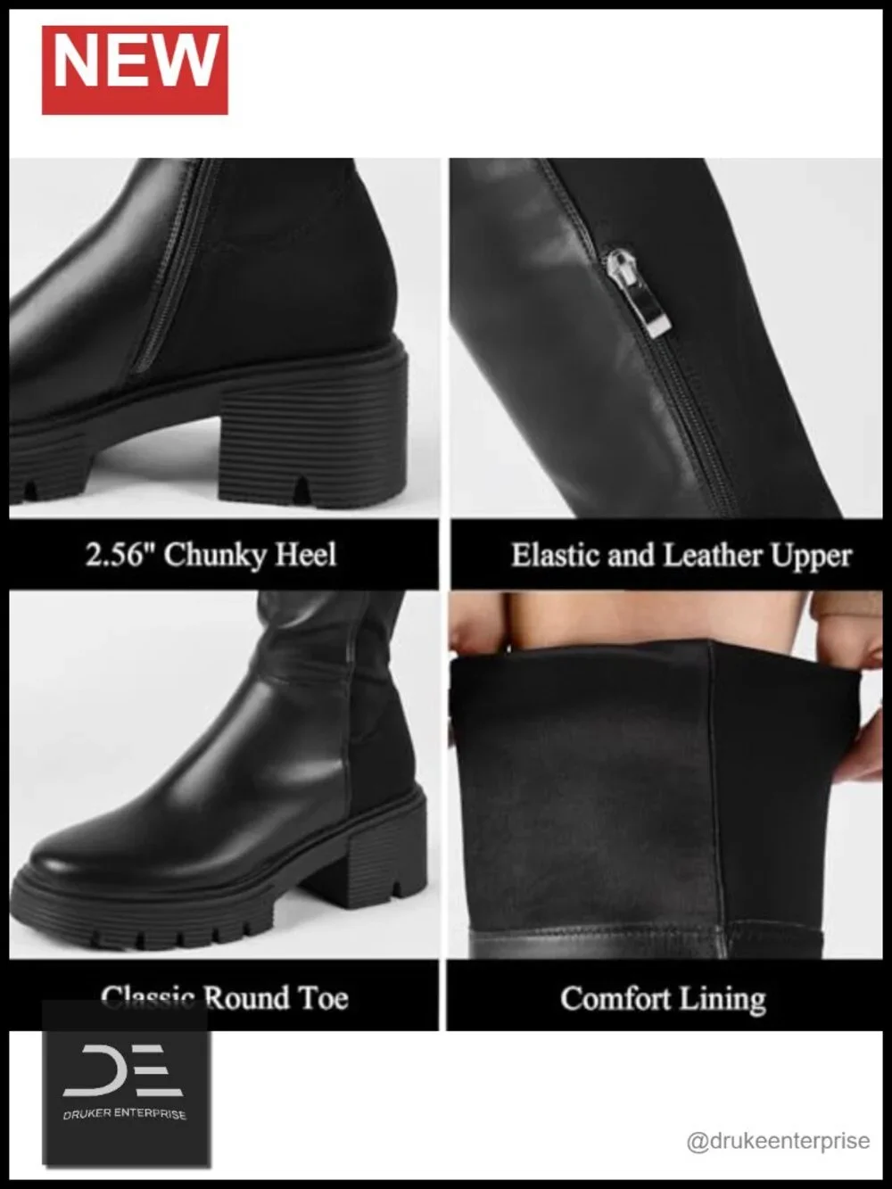 Suede Over the Knee Boots Platform Chunky Heel Stretch Zip